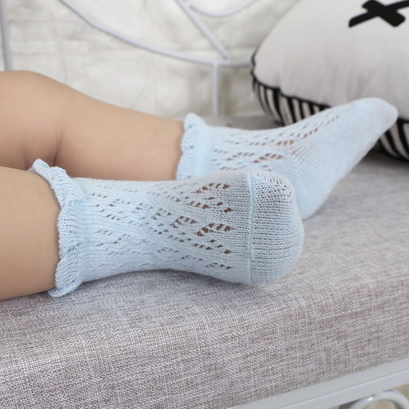 Sommer Baby Mädchen Socken Weiche Baumwolle Mesh Anti-Slip Baby Socken Knöchel Länge Neugeborenen Socken 5 Farben