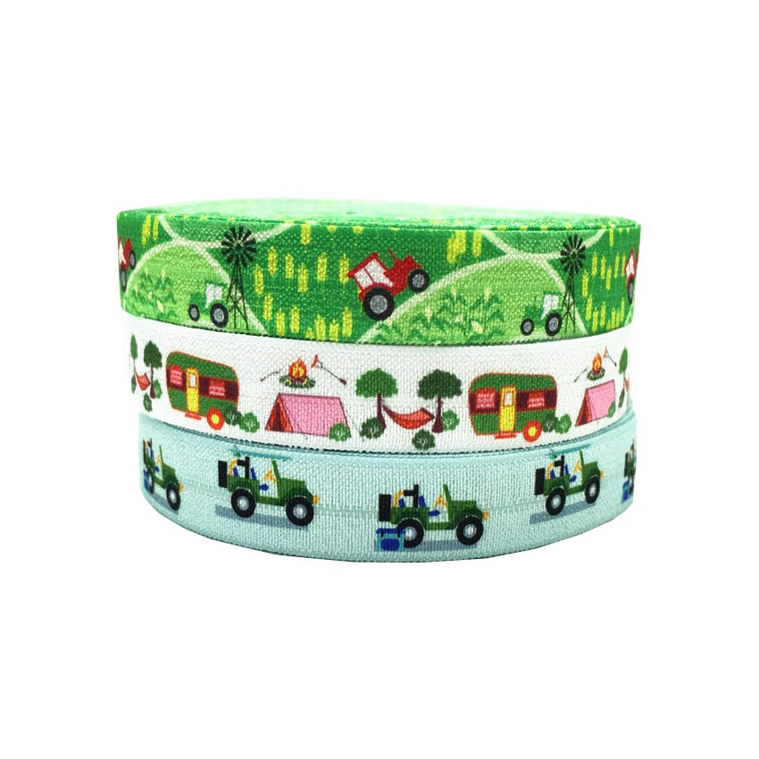 Cinta elástica plegable con estampado de coches Camper, cintas para el pelo de 5/8 &quot;y 16mm, accesorios para la cabeza