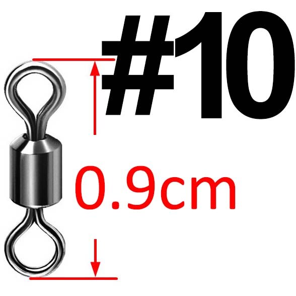 50 st lagerswivel fiskekoppling rostfritt stål karpfisketillbehör tackle snäppfiskkrok bete solid ring swivel: 10