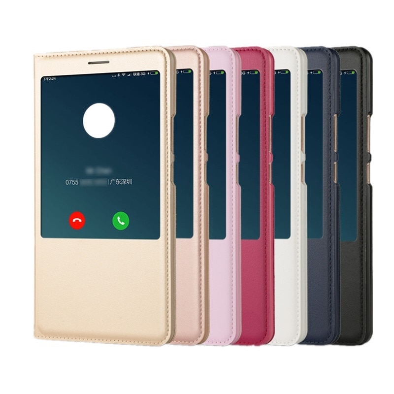 Luxury Leather Flip Phone Case Cover for Xiaomi Mi Max Max2 Max 3 Coque Mobile Phone Shell Funda with Front Open Window View