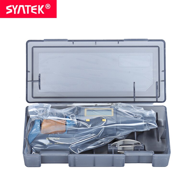 Syntek 0.001mm 0-25mm Micron Digitale Buitenmicrometer Elektronische Micrometer Gauge Professionele Industriële CE Meetinstrumenten