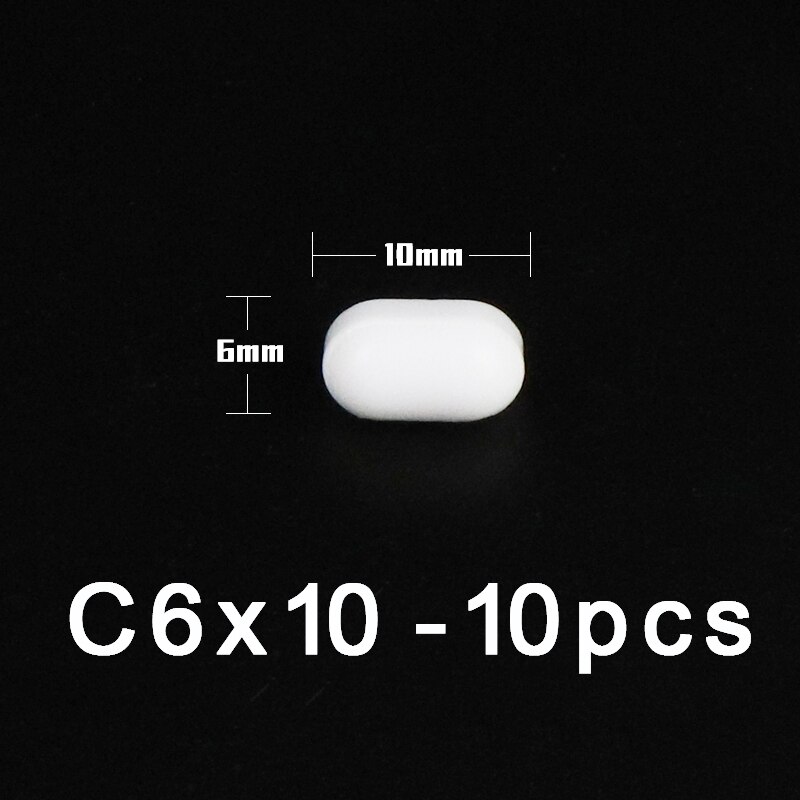 PTFE Magnet Rührer Rühren Bar Zylindrischen Typ-C Magneton Rühren Rührgerät Weiß Dreh Riegel, mehrere Größen Für Wahl, 10 stücke: C6x10mm-10Stck