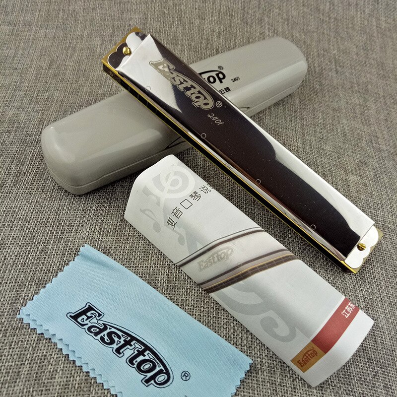 Easttop Tremolo Harmonica - 24 Hole C Key - 25 Keys - Resin Body - Chrome Plated Cover