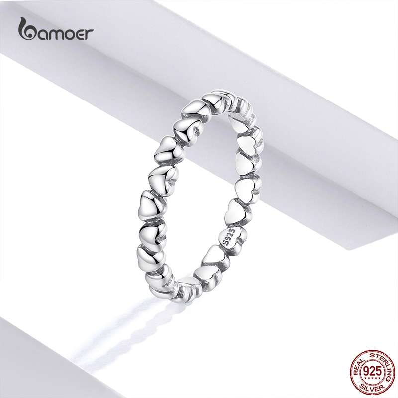 Bamoer 925 Sterling Zilver Originele Forever Love Hart Vinger Ringen Voor Vrouwen Zomer Verse Mode Sieraden PA7108