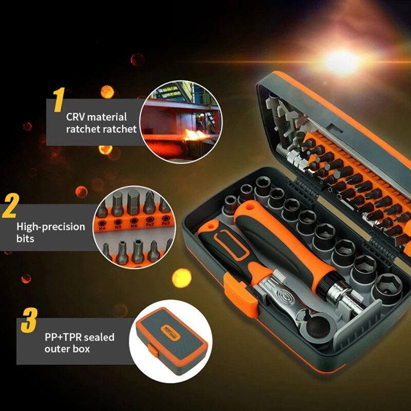 Multifunction Hand Tool Kit Home Screwdriver Set Car Repair Tool Set Auto Maintenance Tire Removal Sleeve Wrench Set Tool