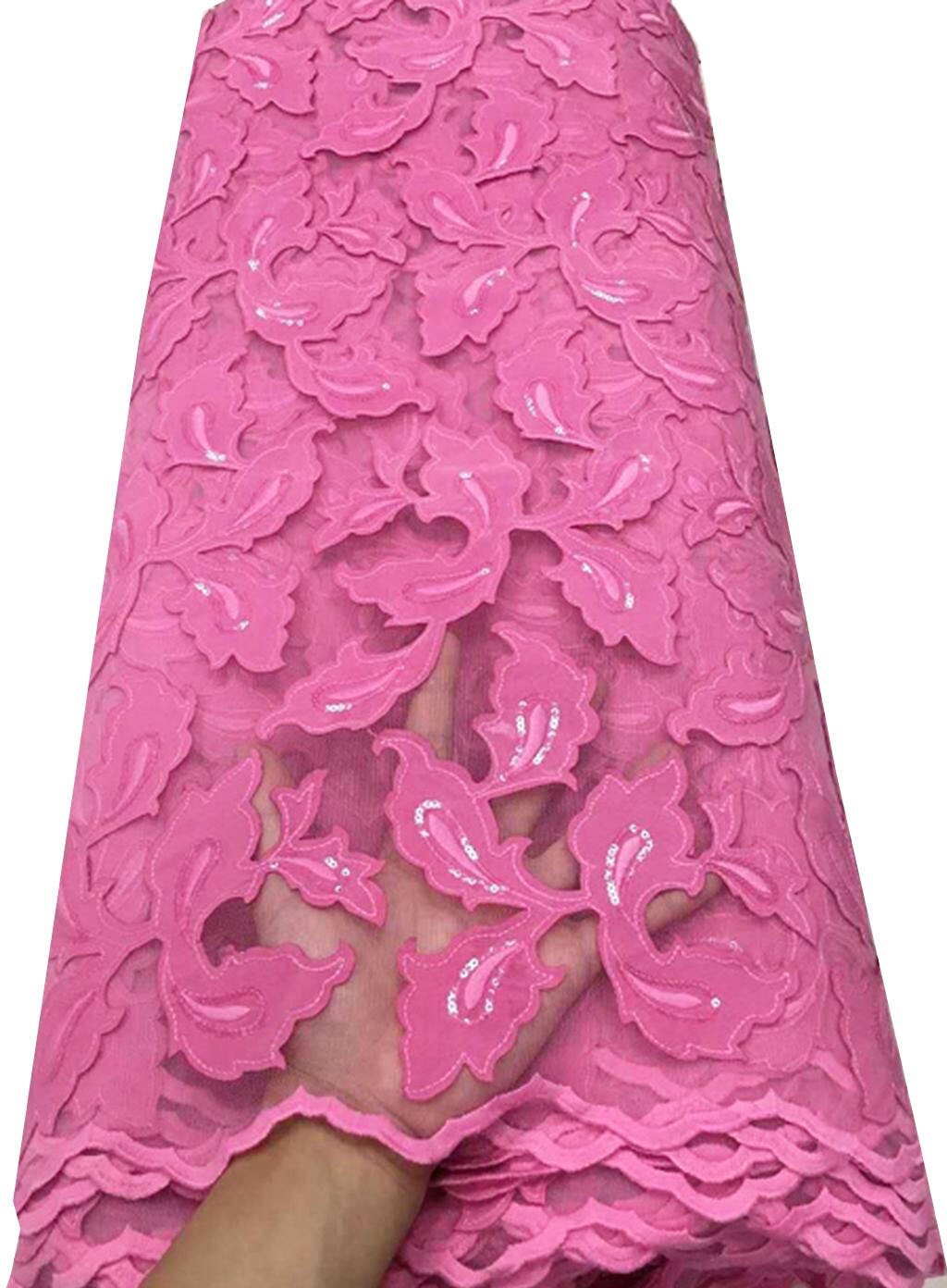 Tela de encaje de malla africana a la , tul francés de con lentejuelas, malla de encaje para costura de boda YTB120, color amarillo: AS PIC6