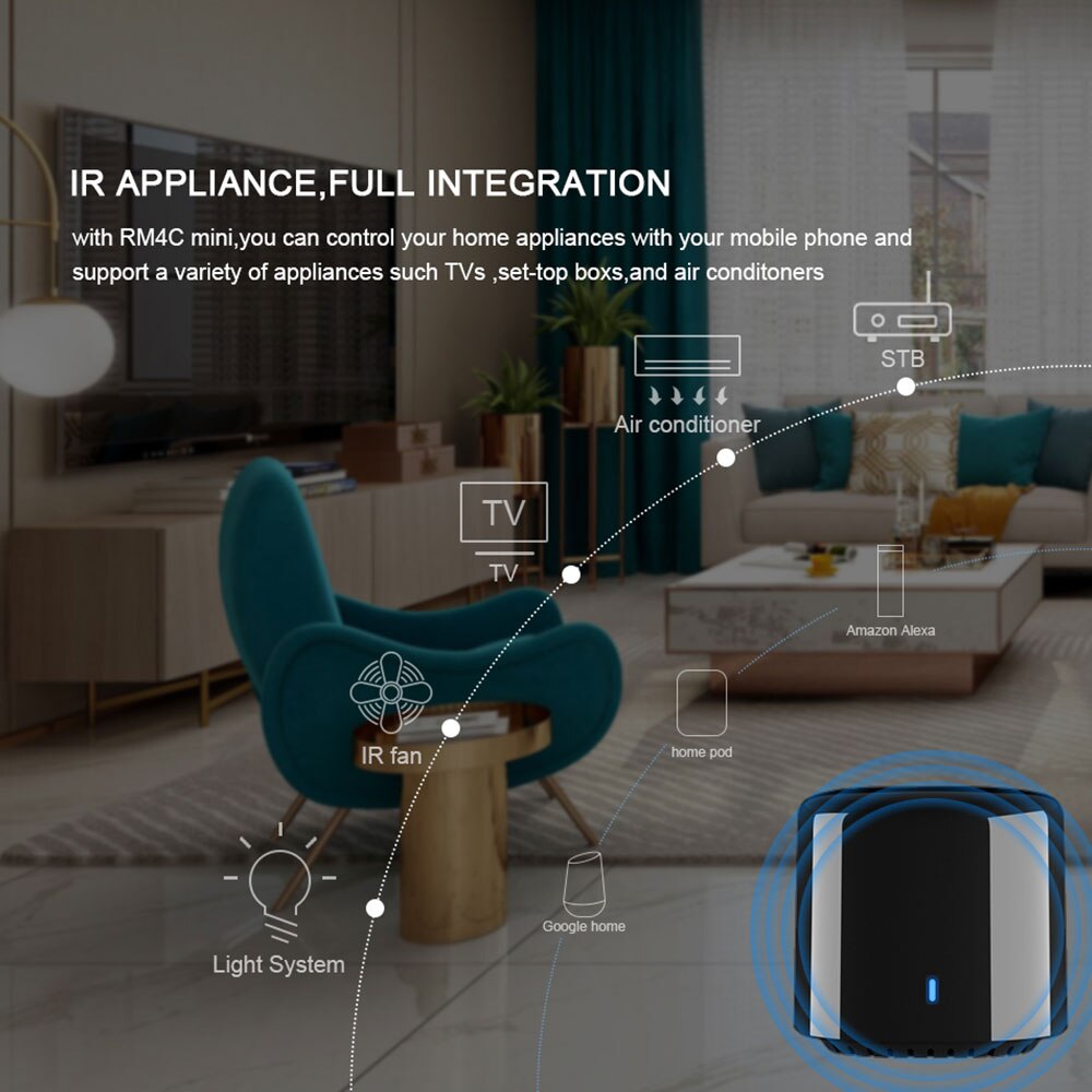 BroadLink RM4C Mini Universal IR Remote - Smart Home Automation - Works with Alexa & Google Assistant
