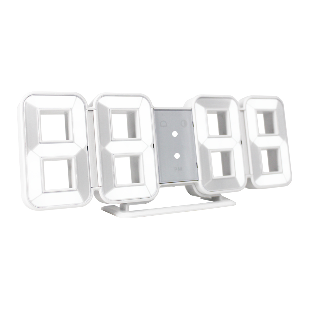 Digitale wandklok 3d led grote tijd kalender temperatuur bureau tafel moderne digitale tafelklok achtergrondverlichting thuis klokken: Wit