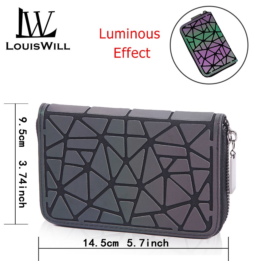 Louiswill kvinder tegnebog geometriske damer tasker lysende lang pung kobling taske kort taske holografiske reflekterende håndtasker: Stil b