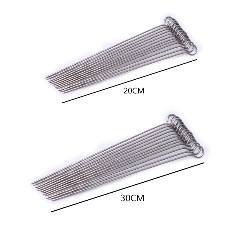 Brochettes de barbecue en acier inoxydable, pour Camping en plein air, outils de pique-nique, rôtissoire, 12 pièces