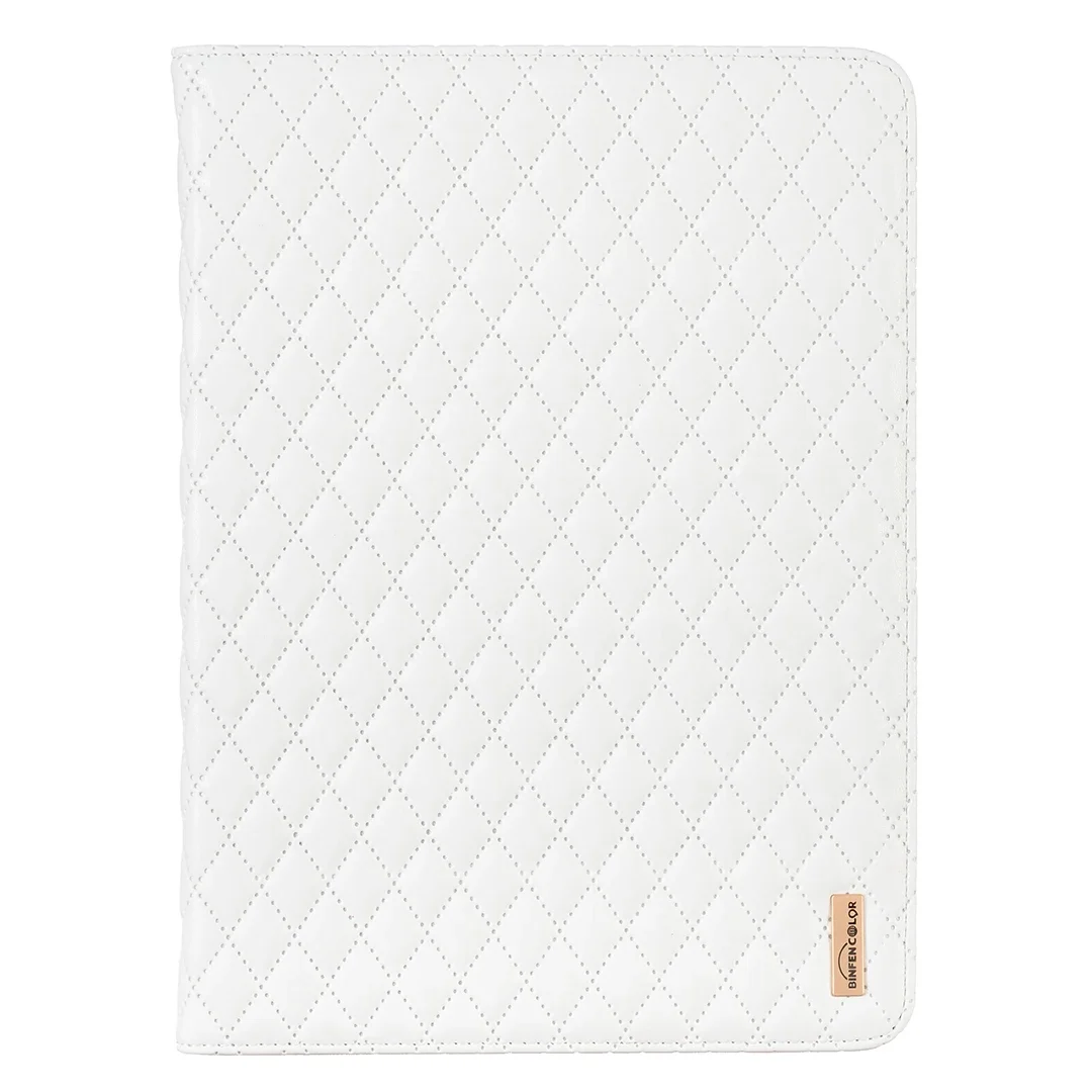 Lederen Portemonnee Case voor Ipad 10.2 9e Gen Air1 2 9.7 Pro 11 Stand Kaarten Solt Mini 3 4 5 6 Gecontroleerde Streep Tablet Cover Funda: Eighteen / WHITE