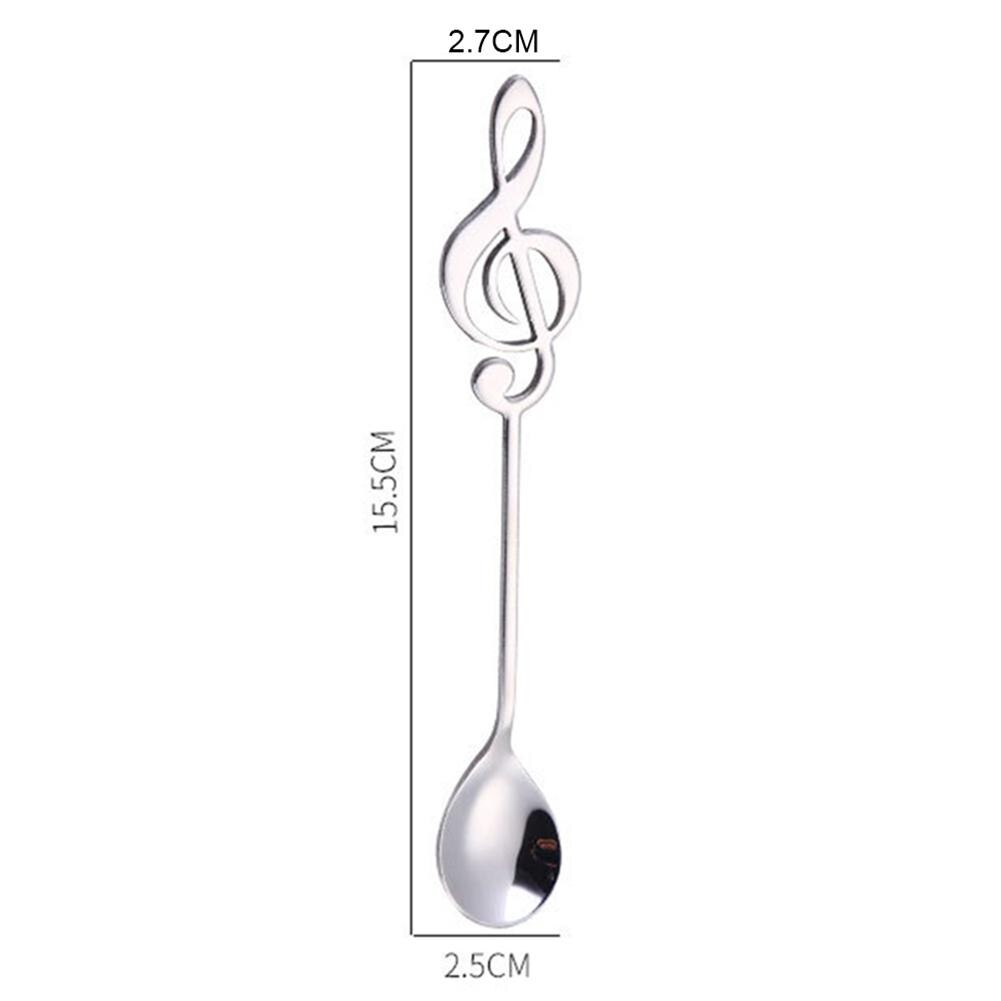 Stainless Steel Musical Notes Ice Cream Coffee Tea Stirring Spoon Tableware: Silver
