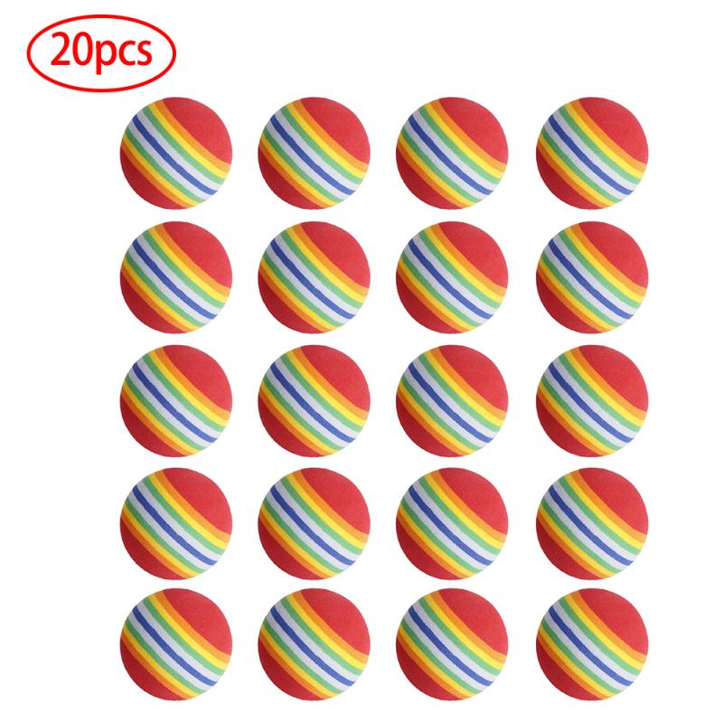 20 pièces 38/42mm EVA mousse doux arc-en-ciel balles Mini Golf balançoire balles d'entraînement éponge Golf arc-en-ciel couleur intérieur pratique aides balle: 38mm