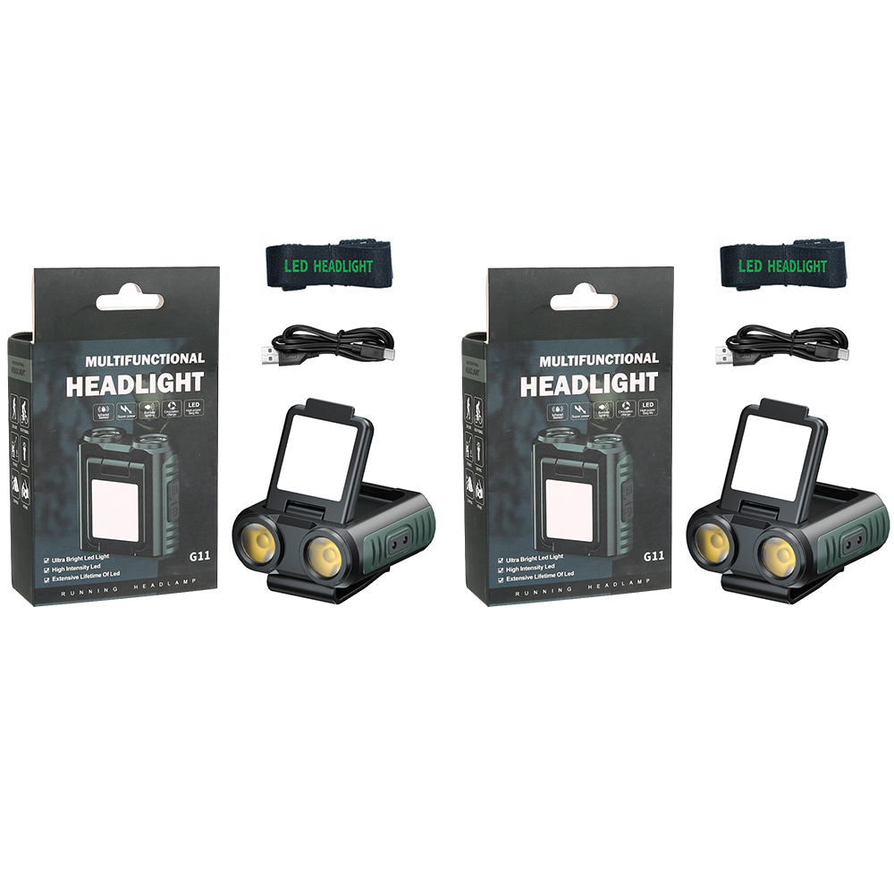 Induktions-LED-Scheinwerfer, Mini-Kappen-Clip-Licht, integrierter 1200 mAh Akku, wiederaufladbare USB-Kopf-Taschenlampe für Camping, Angeln, Laterne: veränderbar