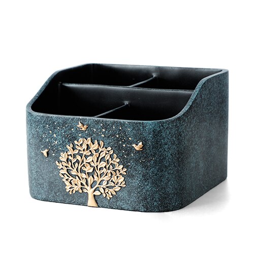 Domu biura na biurko wielu funkcjonalne przechowywanie pudełko monitor pilotem stoisko Organizer na biurko stół biurowy akcesoria organizacja domu robić przechowywania: 4 Cells Texture niebieski