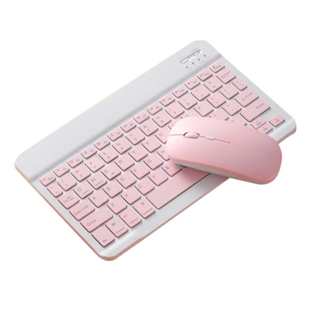 Ensemble de claviers de souris Bluetooth, pour tablette de téléphone portable Ipad, universel, Ultra-fin, sans fil rose: Pink Set