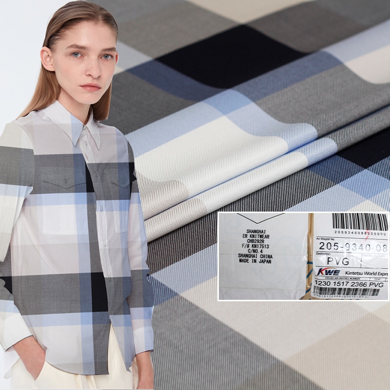 Pearlsilk Japanischen Plaid Garn Gefärbt Wolle Dünne Glatte Stoffe Bekleidungs Materialien Herbst Frauen Hemd NäHenne Tuch