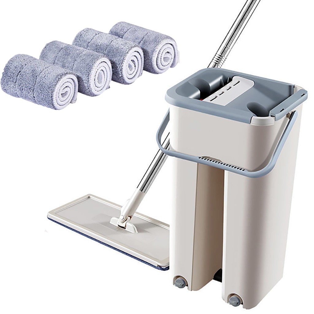 Flat Squeeze Magic Automatic Mop And Bucket Avoid Hand Washing Microfiber Cleaning Cloth Kitchen Wooden Floor Lazy Fellow Mop 30