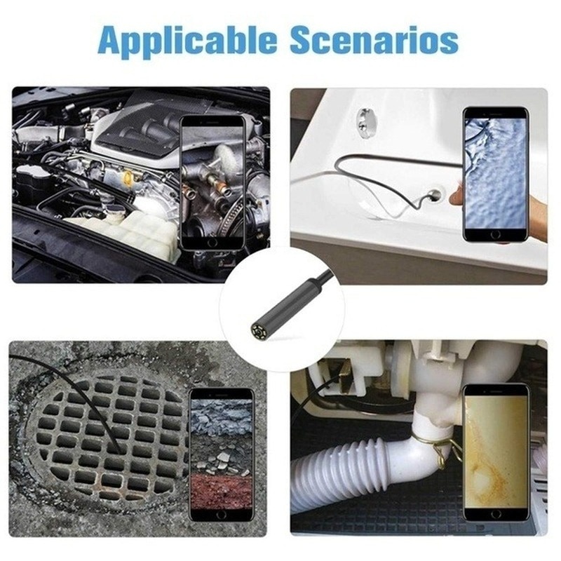 7/8mm Wifi Endoscope Camera HD 720P/480P 6LED Waterproof Flexible USB Inspection Borescope for Android PC 1m/2m/5m/10m Cable