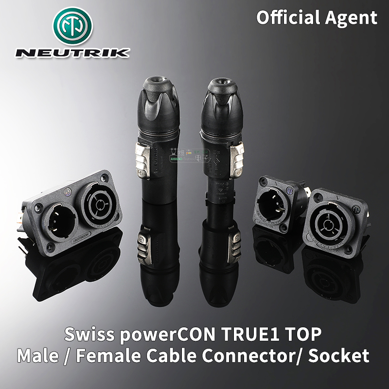 NEUTRIK powerCON TRUE1 TOP 20A Male Female Locking Cable Connector Plug LED Outdoor Aviation IP65 UL50E NAC3FX-W-TOP NAC3MPX-TOP