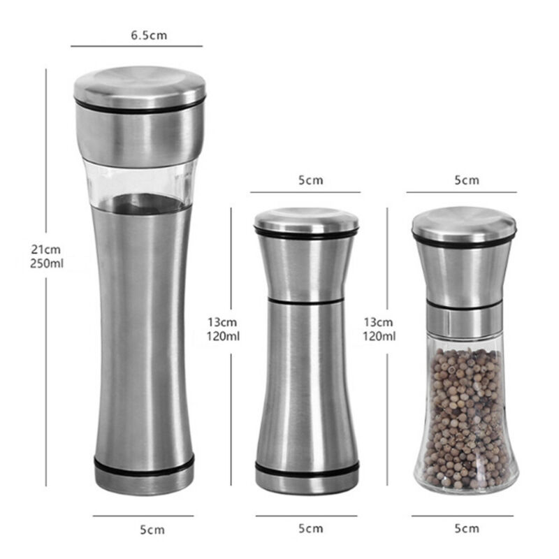 250ml/120ml rustfrie manuelle salt pepper mølle krydderkvern muller kjøkkenverktøy dingser