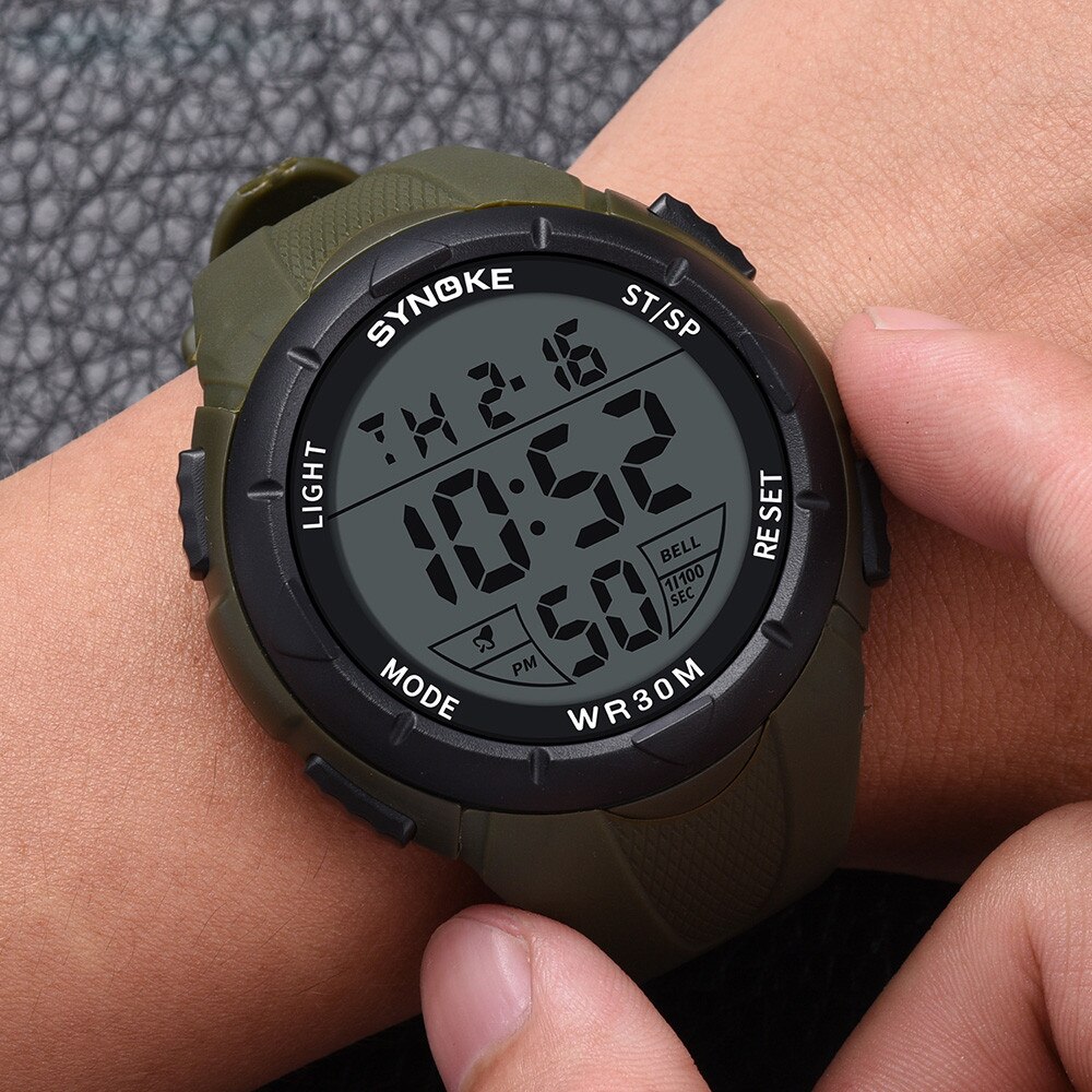 SYNOKE Multifunctionele 30 M Waterdicht Horloge LED Digitale Dubbele Actie Horloge