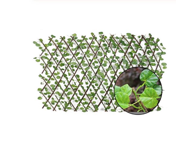 Garden Fence Privacy Wood With Artificial Green Leaf Retractable Extension Fencing Garden Decor for Summer Residence and Garden: D