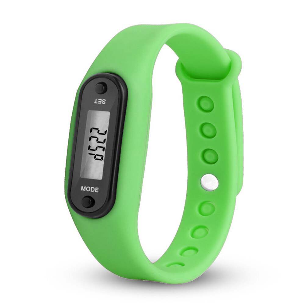 Digitale Groen Lcd Horloge Run Stap Loopafstand Calorie Stappenteller Siliconen Calorie Sport Armband Horloge Voor Drishipping N0807
