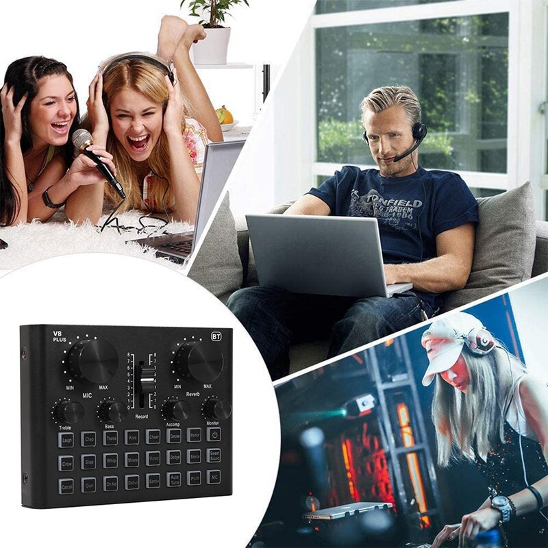 Cuvave  v8 plus sound card, live universal internet outdoor live broadcast equipment, st/tl universal for computer, pc, mobile phone