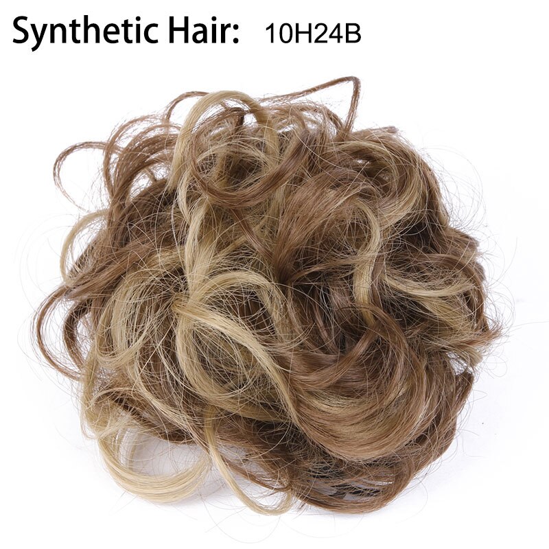 Extension capillaire Chignon élastique bouclée, Postiche Afro à Clip, Postiche Chignon synthétique, coiffure décoiffée, coiffure pour mariage, Q7: 10H24B