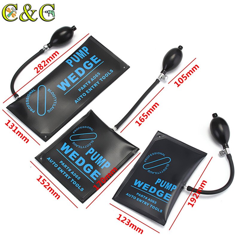 3pcs Car Pump Air Wedge Alignment Inflatable Shim Pad Powerful Opener Tool