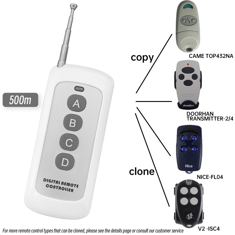 ada 433MHz RF Clone Remote Control Copy Transmitter Cloning Learning Fixed Code Duplicator do drzwi garażowych CAME NICE Doorhan: Default Title
