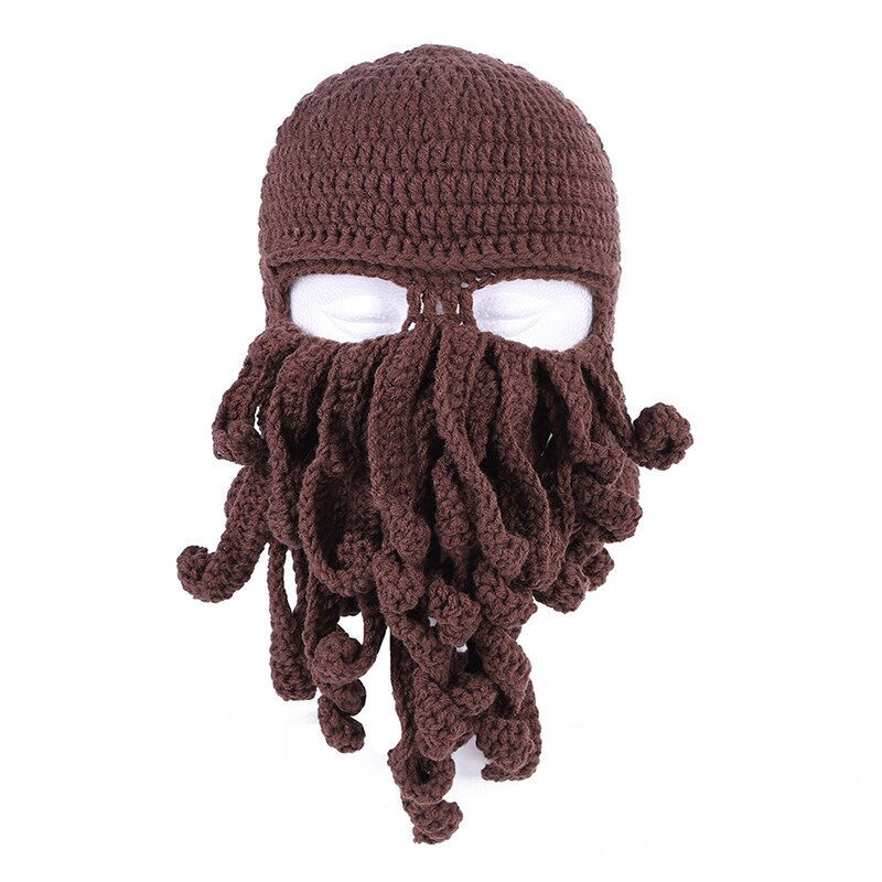 Novelty Funny Party Octopus Beard Hat Unisex Animal Cthulu Crocheted Tentacle Knit Wind Mask Ski Cap Halloween Hats: 07