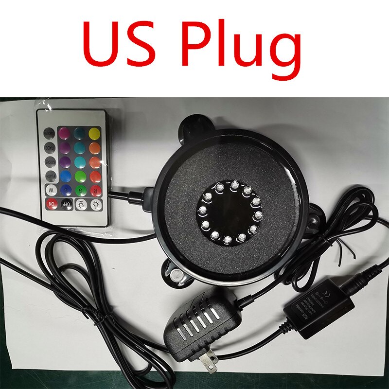 Led akvarium boble lys fjernbetjening akvarium gas sten skive lys med 16 farve skiftende 4 lys eu/us/dk/au stik
