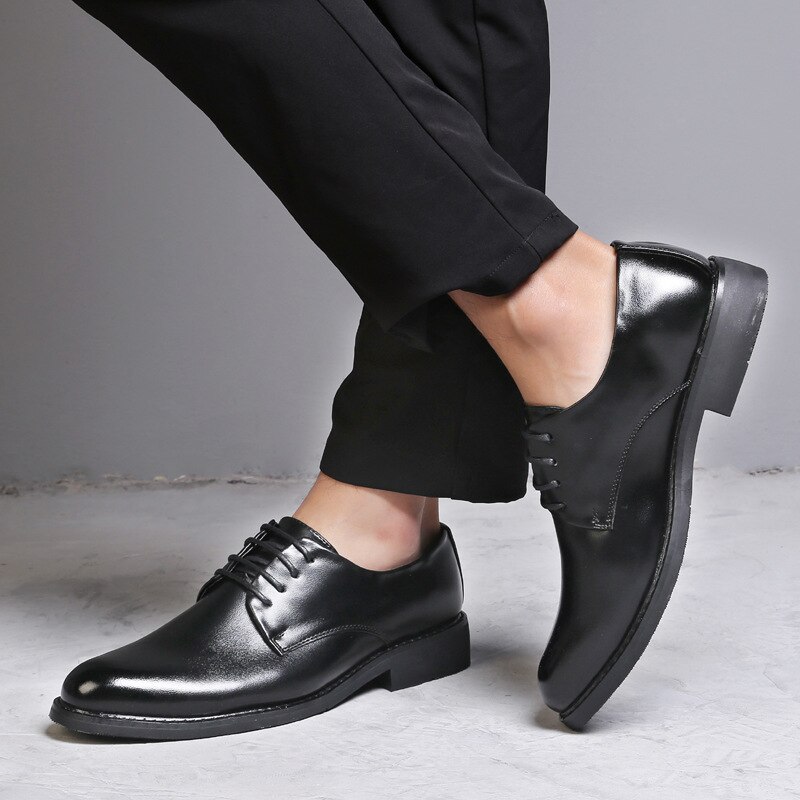noir cuir chaussures pour hommes bout pointu hommes robe chaussures homme d'affaires chaussures fête mariage chaussures