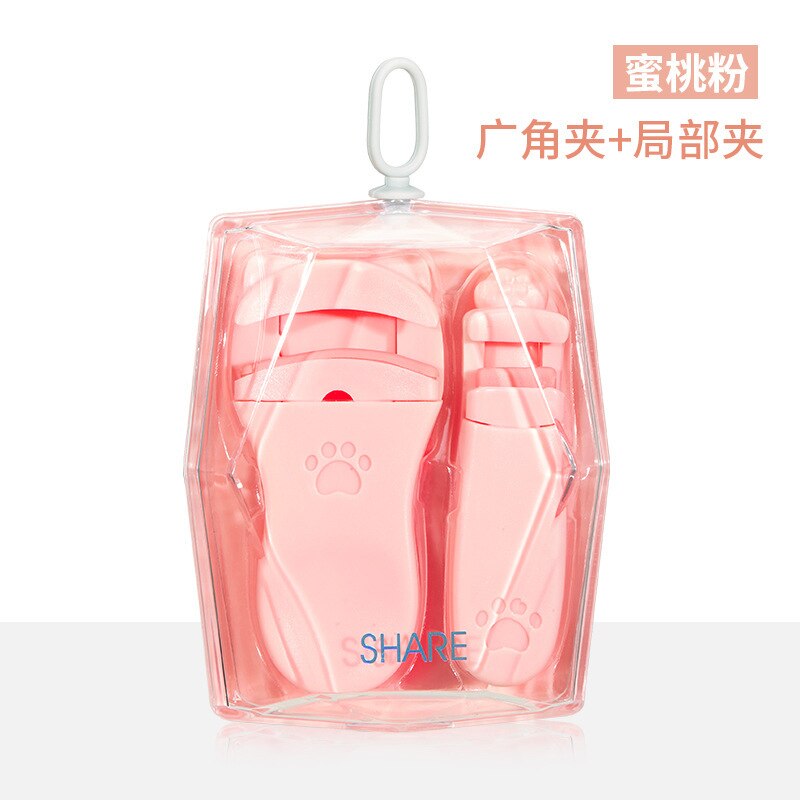 Eyelash Curler Cute Eyelash Curler Kit with Partial Eyelash Curler Eyelash for Eyelashes Curling Long Lasting lash curler: Peach pink set