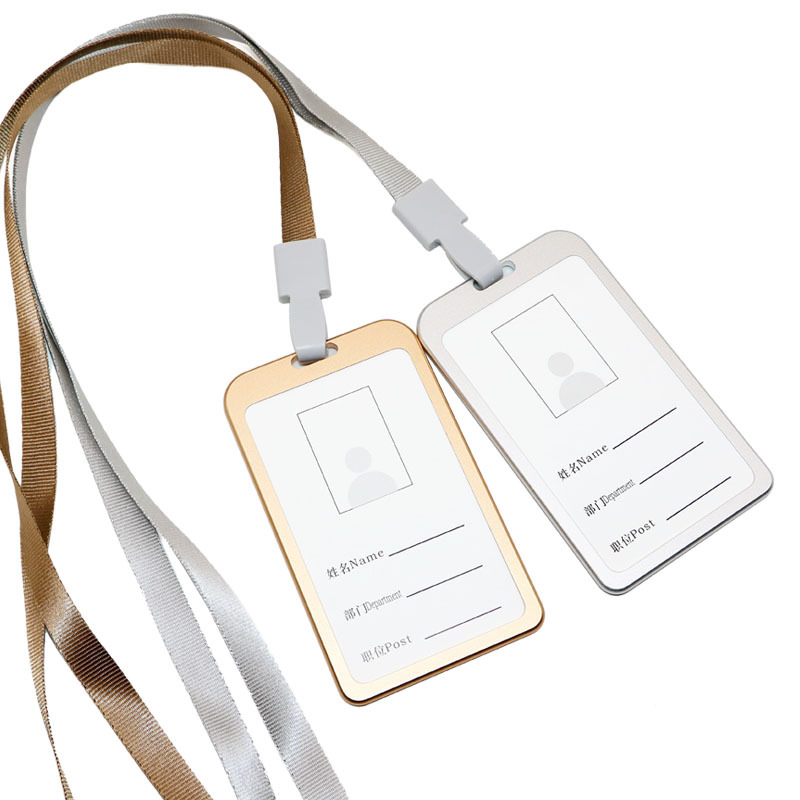 Verticale lanyards van aluminiumlegering, set zakelijke visitekaartjes, id-badgehouders, metalen zakelijke koffer