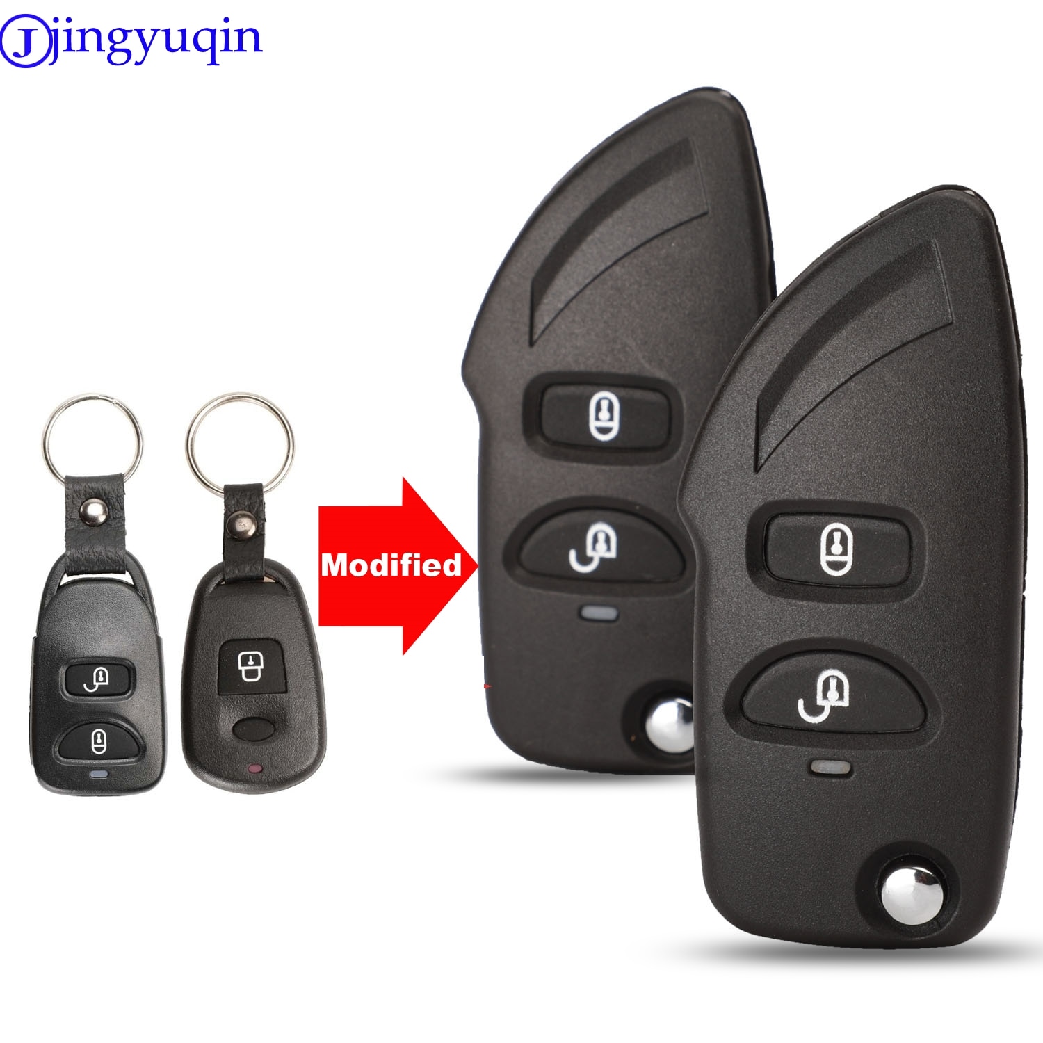 Jingyuqin-carcasa modificada 2b para llave, cubierta para Hyundai Elantra Santa Fe Eagle Terracan Atos trasjet, apta para Kia Carens