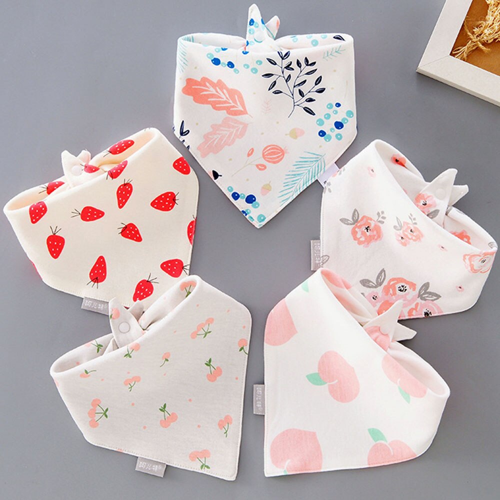 5 Stuks/partij Baby Slab Cartoon Driehoek Dubbele Gelaagde Baby Bandana Slabbetjes Baby Burp Doek Lunch Voeden Accessoires: 4