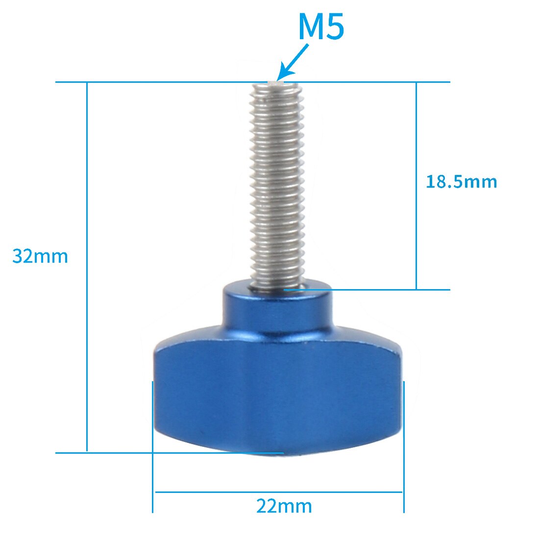 Alu mi num regulowany długi kciuk gałka nakrętka śruby M5 dla GoPro Hero 9 8 7 6 Max Sjcam Mi 4K dla Osmo Action Camera nurkowanie akcesoria: T Type C Blue