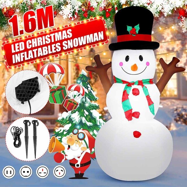 Santa Claus Christmas Inflatable LED Light Up Outdoor Garden Decoration Snowman Inflatable Gingerbread Man Inflatable Model Toys: Type E AU