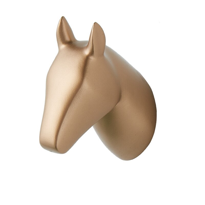 Perchero con cabeza de Animal para el hogar, gancho decorativo para colgar ropa, estante para artículos diversos, montado en la pared, 1 ud.: Gold   Horse