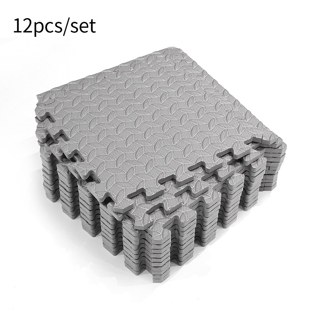 Alfombrillas de goma EVA de grano para suelo de gimnasio, esteras de empalme, alfombras de retazos, amortiguación gruesa de salones de fitness, 30x30 cm, 12 unidades: 30x30x1.2cm1