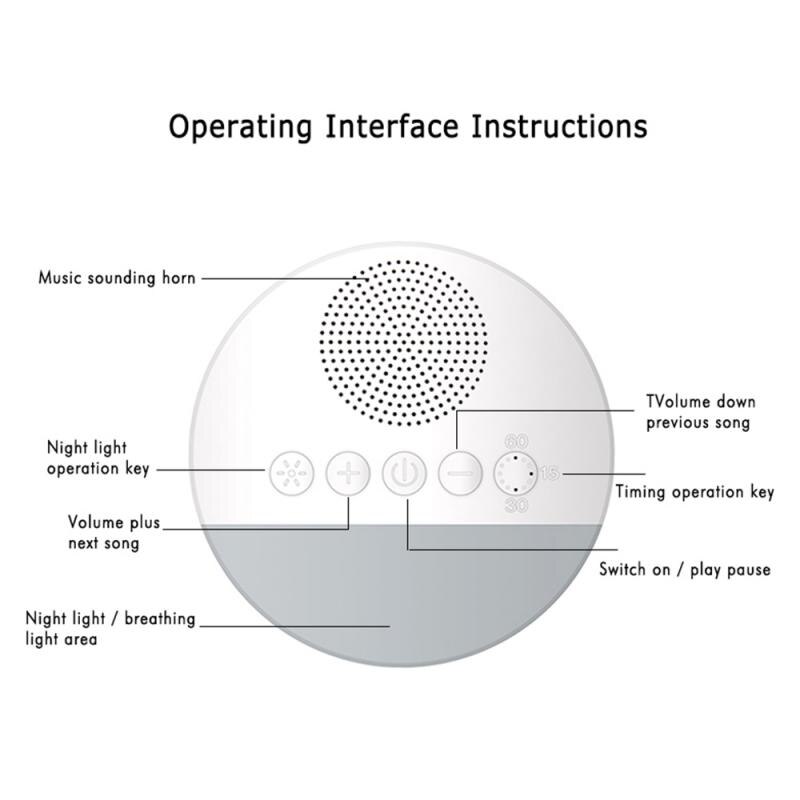 Portable White Noise Machine Compact Sleep Therapy Sound Machine For Baby With USB Therapy Noise Player Light Sound Machine