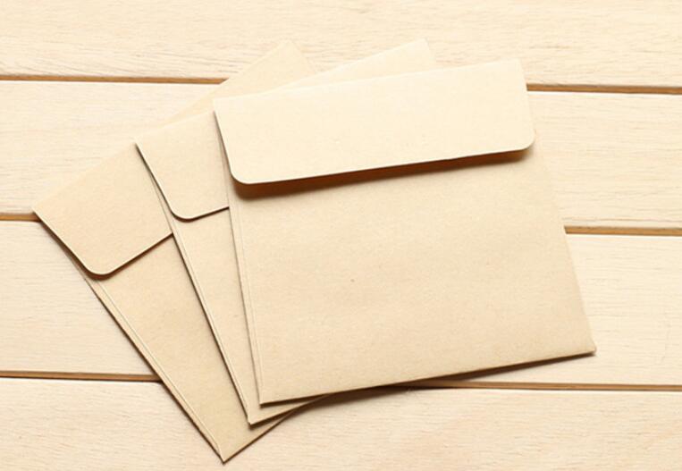 200 stk firkantet kraft tomt mini papir konvolutter bryllup invitation konvolut kuvert 10*10 cm fest