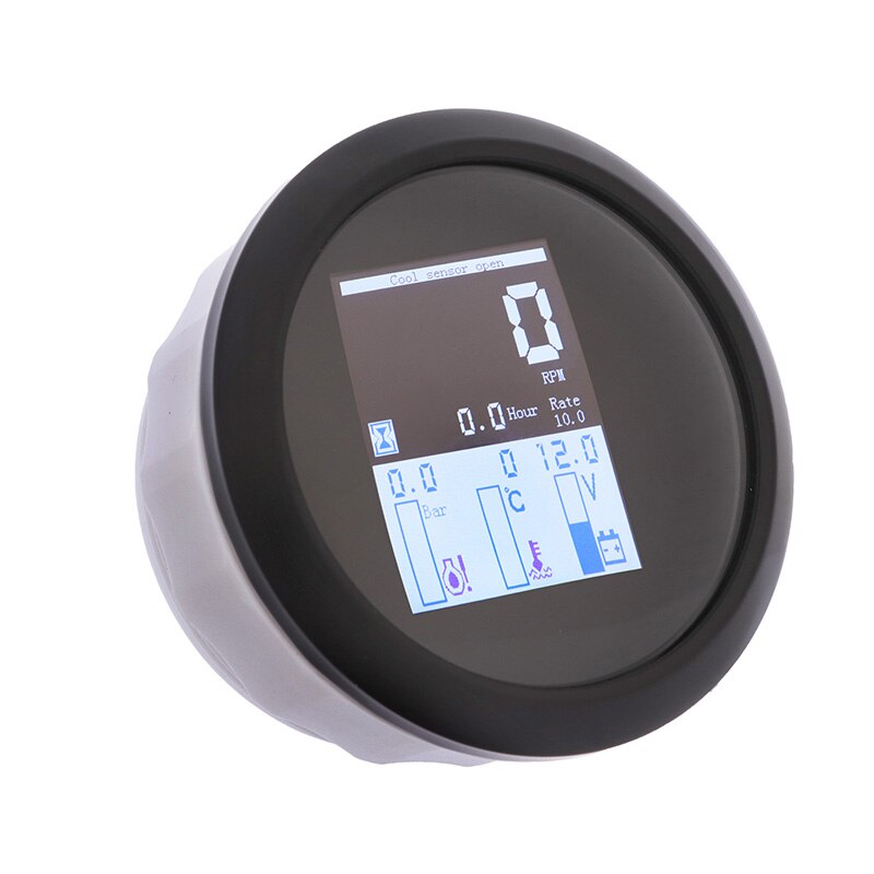 85mm Digital Tachometer Multi-functional 4 in 1 Gauge Water Temp Oil Pressure Gauge 0~10Bar With Alarm 9-32V For Outboard Engine
