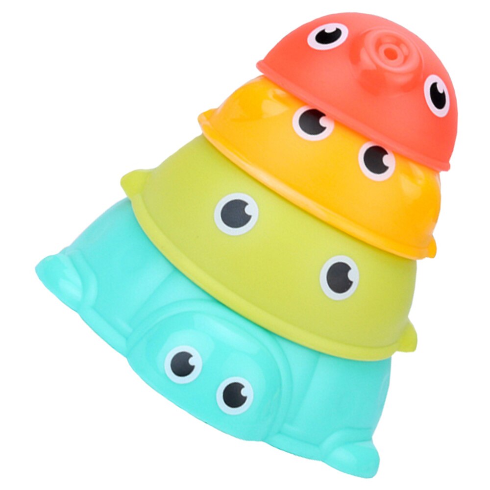 4Pcs Bath Toys Educational Adorable Portable Stackable Stacking Cups Bathtub Toys Bath Stacking Toys for Baby Toddler