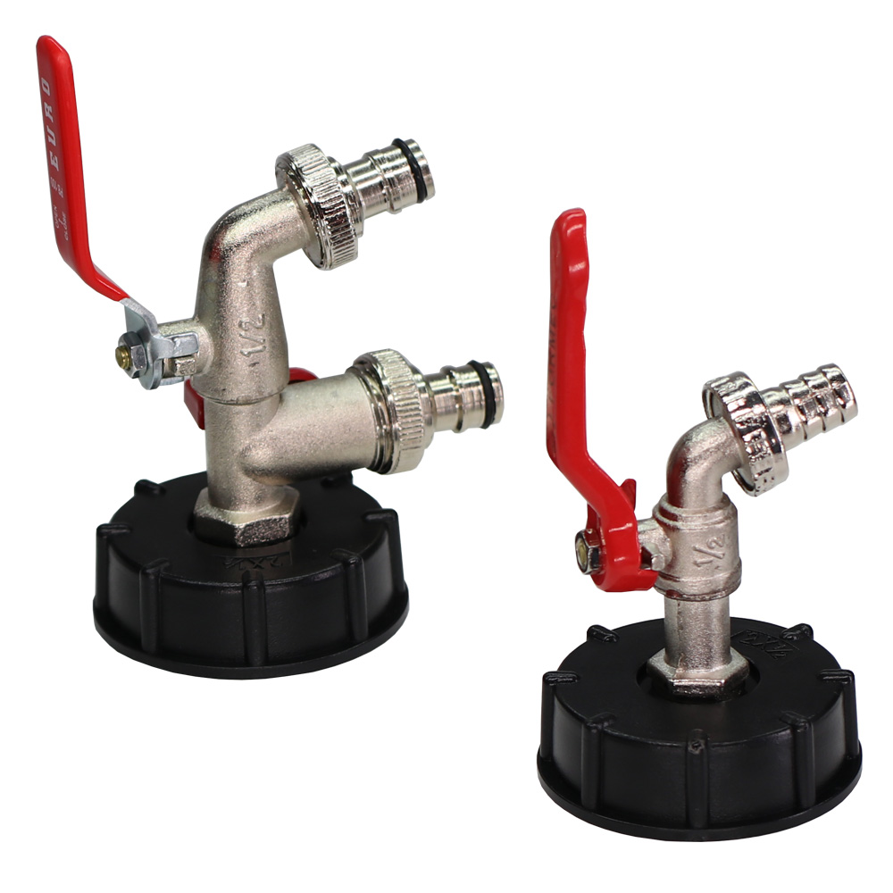 IBC Tote Adapter S60 Coarse Thread x 16mm 1/2'' 3/4'' Water Tank Shut Off Ball Valve Garden Hose Tap Ton Barrel Faucet Connecter