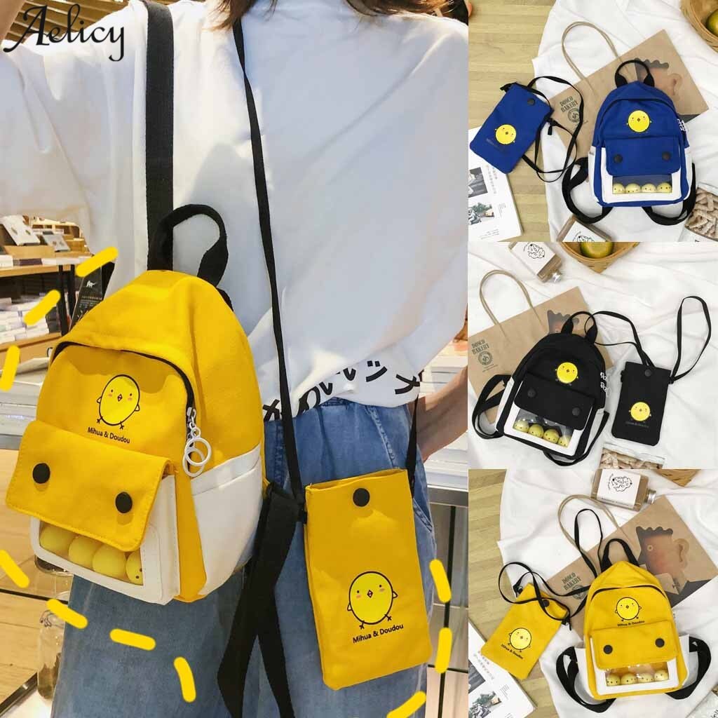 Aelicy moda senhoras algodão linho bolsa de ombro bonito mochila grande capacidade saco estudante esportes mochila mochila