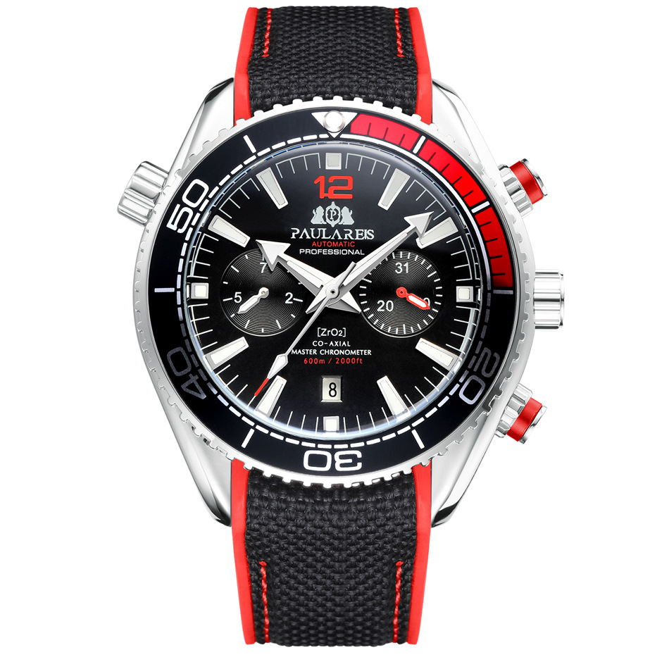 PAULAREIS P, reloj mecánico automático de lujo para hombre, correa de goma, resistente al agua, fecha luminosa, relojes de para hombre: Marfíl